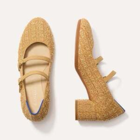 Rothy's Shoes - Retired Discontinued Rothy's “The Double Buckle Mary Jane Heel” in Golden Tweed
